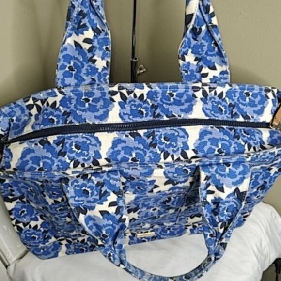 Large Tommy Hilfiger Natalie Painted Floral Weekender Tote Shoulder Bag Canvas - Picture 8 of 10